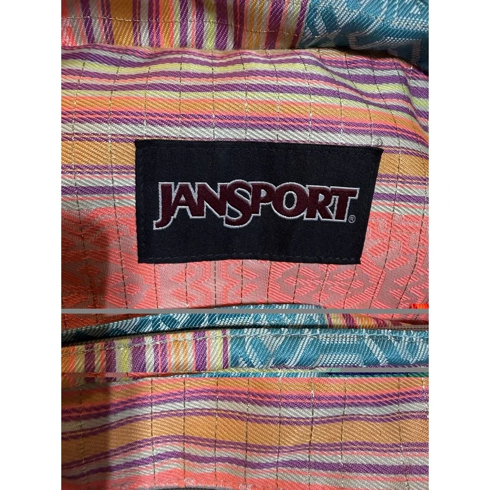 JanSport Originals Backpack T49Z Southwestern Stripe Suede Bottom Book Bag EUC